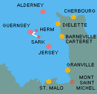 Fährstrecken Sark Shipping Company und Trident Ferries